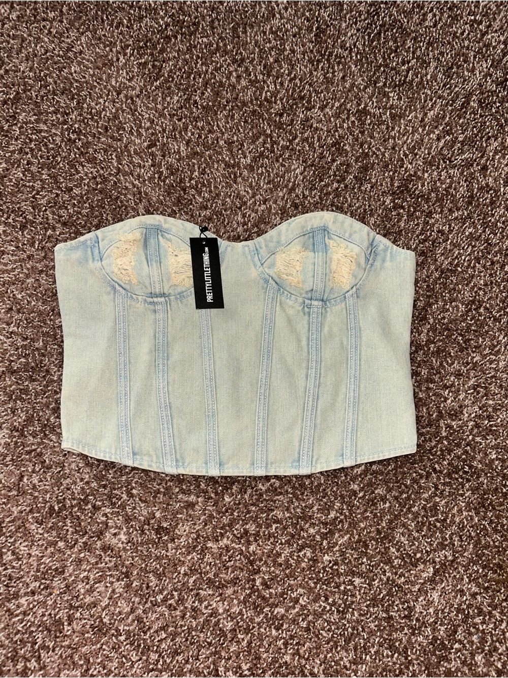 PrettyLittleThing Light Blue Denim Corset Camisole